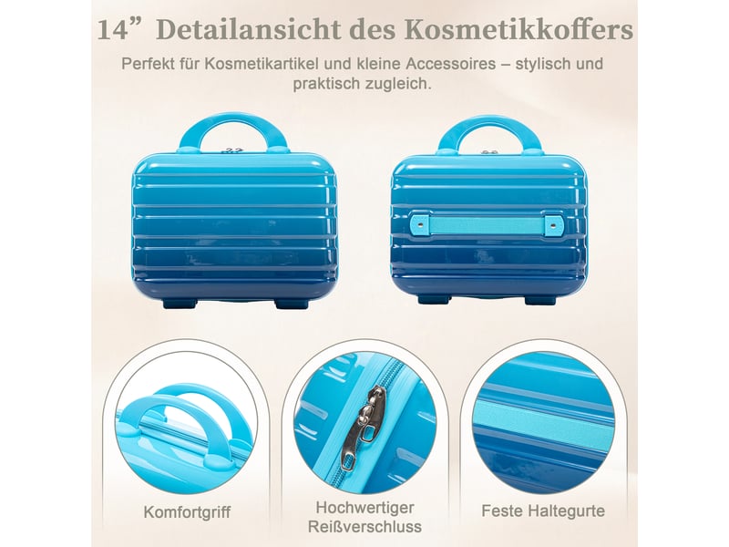  Set de valises rigides,20 et 14 pouces,avec serrure à combinaison,pc,bleu  - Conforama D