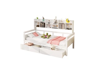 Lit avec rangement 90x200 cm BEAOK   coloris blanc