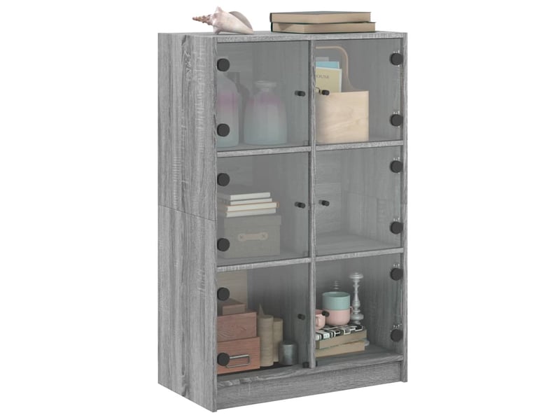 Buffet haut, buffet de rangement avec portes gris sonoma 68x37x109cm bois ingénierie - Conforama E