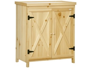 Armoire de jardin en bois massif plateau métal galvanisé 80 x 45 x 92 cm