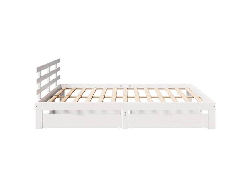  Lit double- lit adulte -  cadre de lit avec tiroirs sans matelas blanc 200x200 cm  - Conforama D