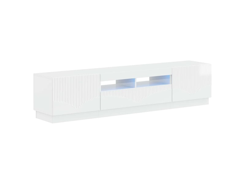  Meuble tv - banc tv - meuble de rangement led hoorn 3 pcs blanc brillant bois d'ingénierie  - Conforama A