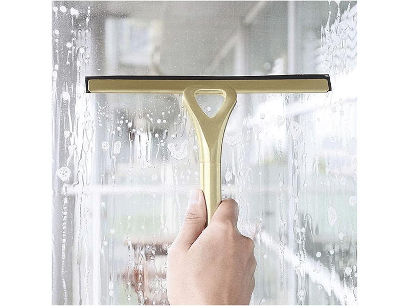  Grattoir de douche doré, 22,5 cm, sans traces, crochet à ventouse, pour miroirs, sols, vitres et tables  - Conforama E
