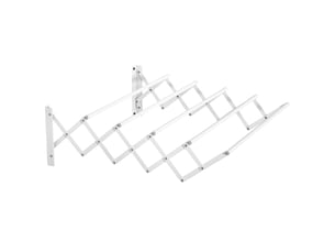Étendoir mural extensible 63,5 x 60 x 20 cm – blanc – en métal pliable pour intérieur et extérieur