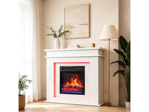 HOMAVO 18'' cheminée électrique d’ambiance chauffante, puissance 900/1800 w, équipée d’une fonction minuterie et d’une protection contre la surchauffe.