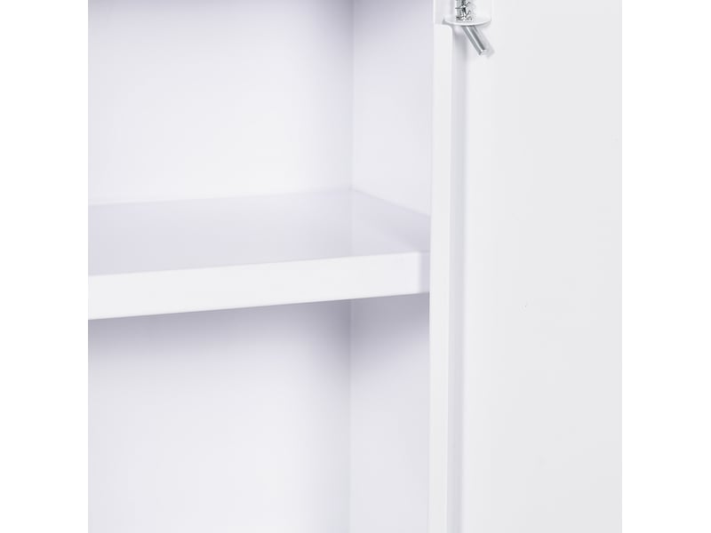  Armoire à pharmacie murale 30 x 14 x 46 cm blanche en acier, verrouillable avec 3 compartiments et 2 clés  - Conforama D