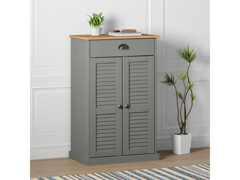  Meuble à chaussure, armoire à chaussures vigo gris 60x35x96 cm bois massif de pin  - Conforama B