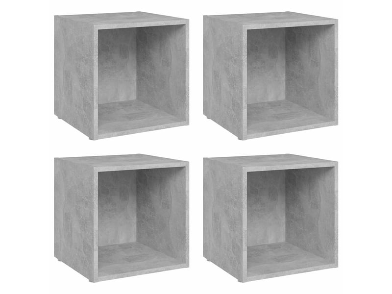  Meubles tv - banc tv - meuble de rangement 4 pcs gris béton 37x35x37 cm bois d’ingénierie  - Conforama A