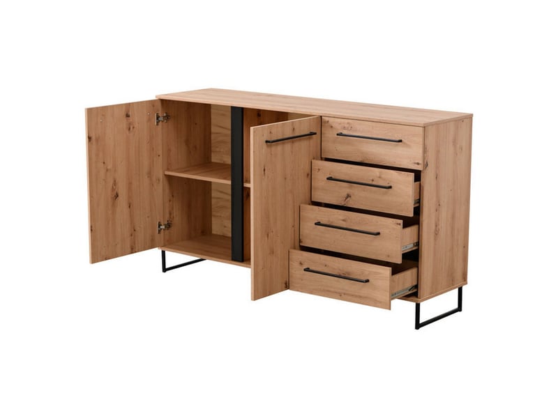  Buffet ceredano, bahut 4 tiroirs, 159x42x95h cm marron chêne noueux Ceredano - Conforama A