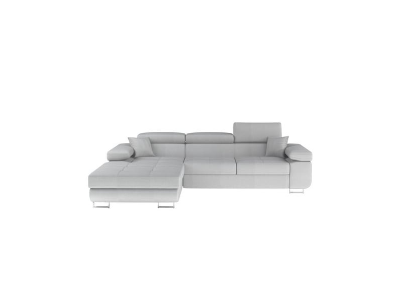  Canapé d'angle convertible amanda gris clair effet chiné avec coffre  - Conforama A
