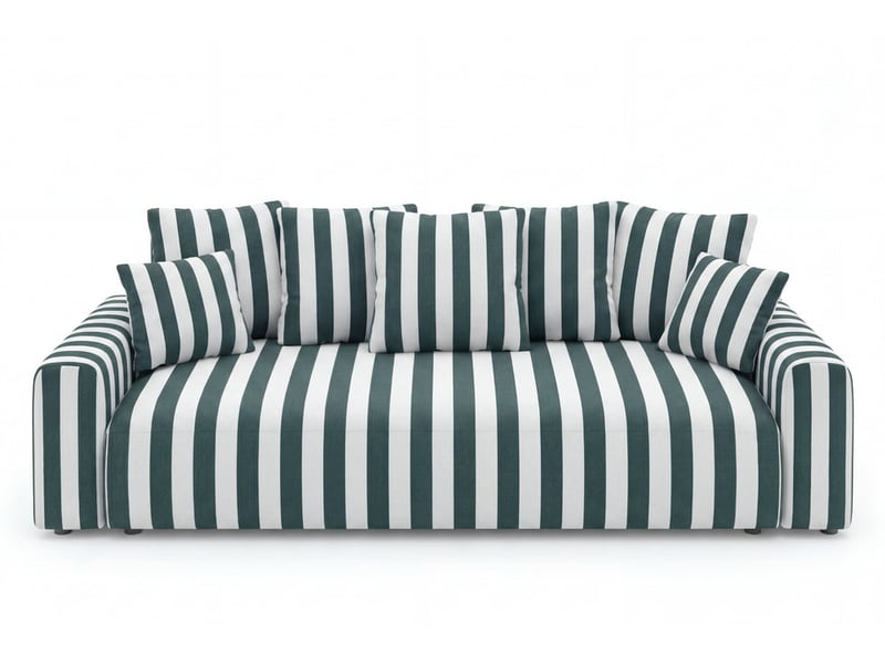 Oli - canapé droit convertible tissu rayé vert  - Conforama A