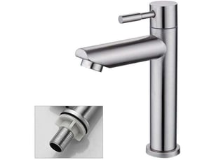 Robinet salle bain eau froide uniquement lavabo surface chromé en cuivre durable robinetterie lave mains cartouche mousseur démontable pour nettoyer