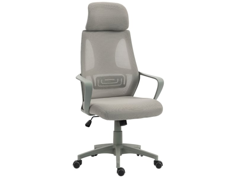  Chaise de bureau inclinable avec appui-tête et soutien lombaire, réglable en hauteur, gris  - Conforama A
