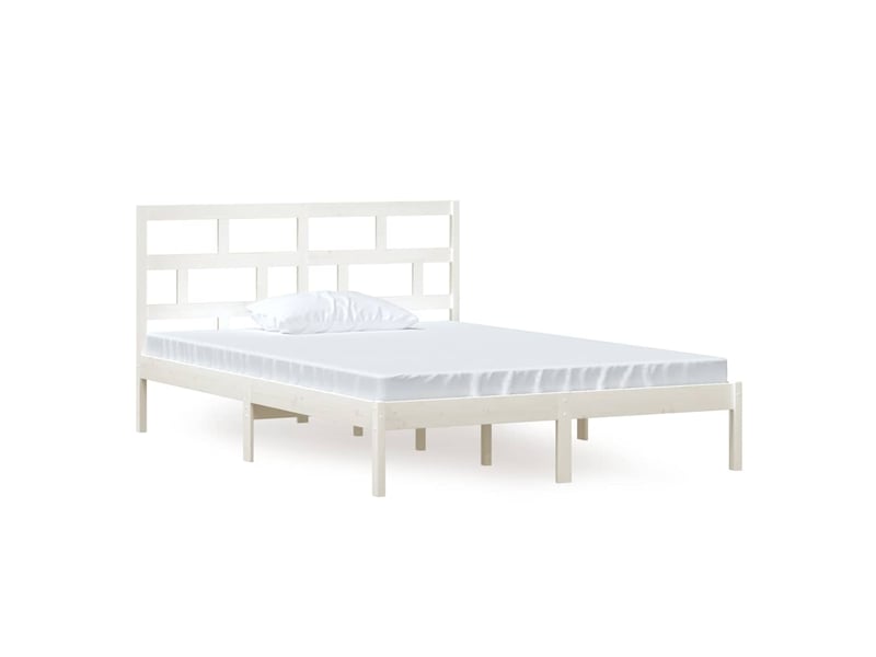  Lit double- lit adulte -  cadre de lit sans matelas blanc bois massif 140x200 cm  - Conforama A