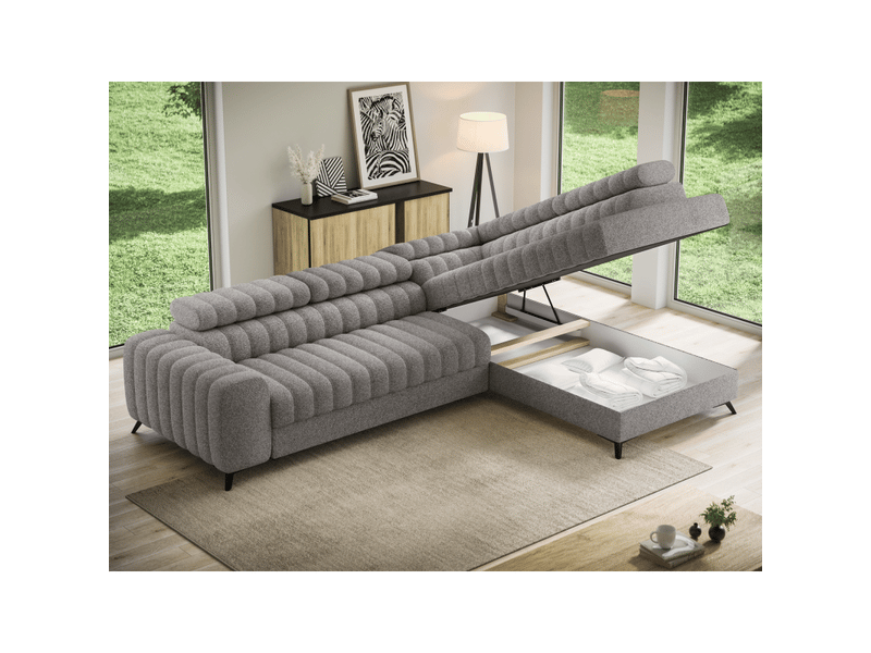 Canapé d'angle collection kanedojo coloris gris - Conforama D
