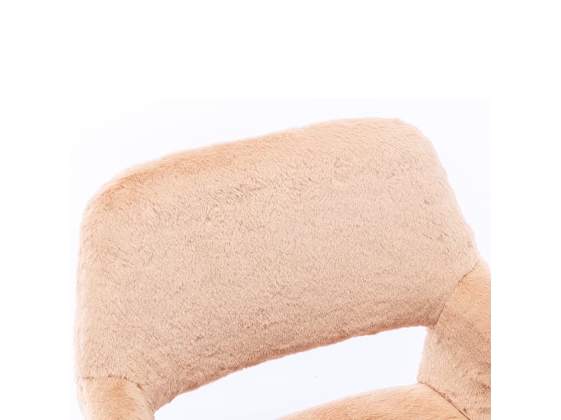  Fauteuil de table en fausse fourrure - 59x46x79 cm - fauteuil rembourré pieds métal effet bois - camel  - Conforama D