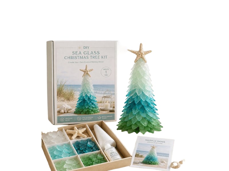  Kit diy arbre de noël en verre de mer – série e, décoration à réaliser soi-même  - Conforama A