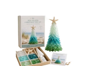 Kit diy arbre de noël en verre de mer – série e, décoration à réaliser soi-même
