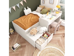 Lit simple 90x200 cm <strong>MODENVIE</strong>  <strong></strong> coloris blanc