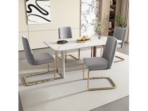 Chaise de salle à manger ulevr lot de 6, dossier à motif losange, velours gris, pieds métalliques dorés, h88 cm, assise 41,5 cm