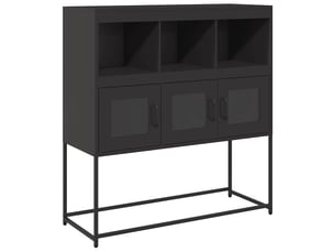 Buffet - bahut - meuble de rangement noir 100,5x39x107 cm acier laminé à froid