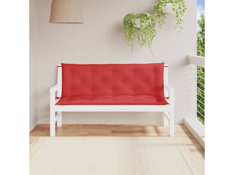  Lot de 2 coussins de banc jardin, coussins d'assise rouge 150x50x7 cm tissu oxford cf58737  - Conforama B