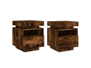 Vidaxl table de chevet led chêne fumé 2pcs armoire de nuit 40x39x48,5cm chambre