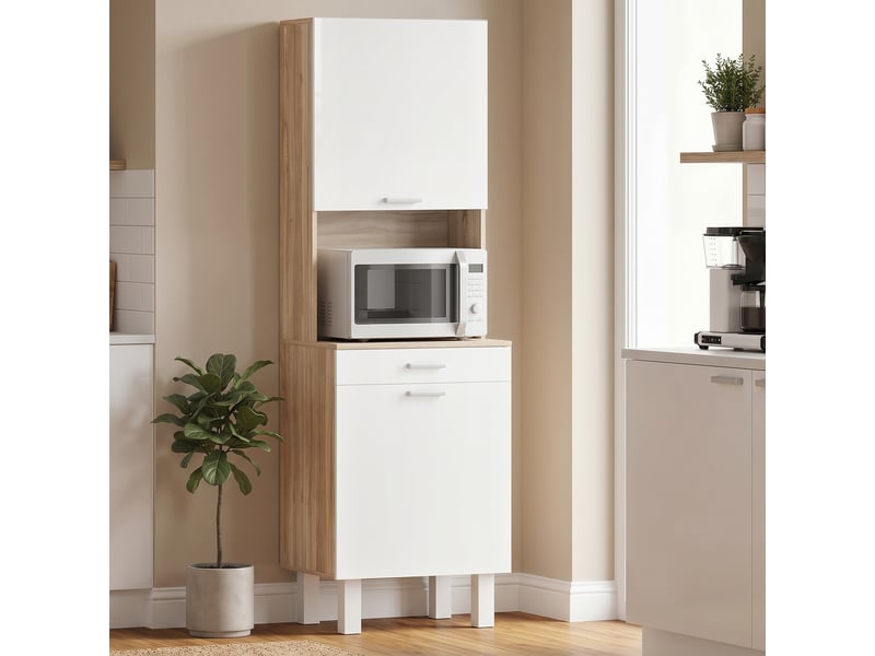  Meuble de cuisine de 174 cm avec tiroir, étagères, plan de travail et passe-câbles  - Conforama C