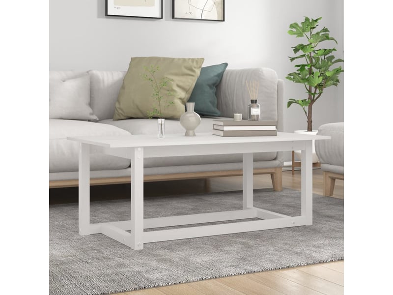  Table basse rectangulaire | table de salon blanc 110x55x45 cm bois massif de pin  - Conforama B