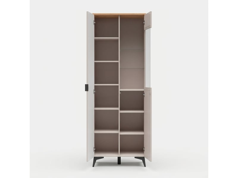  Vitrine haute de salon avec porte pleine et porte vitrée velton  - Conforama C