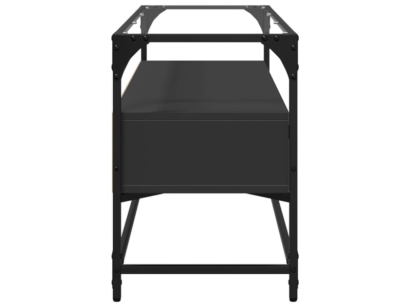  Meuble tv - banc tv - meuble de rangement et dessus en verre noir 80x35x51 cm bois d'ingénierie  - Conforama E