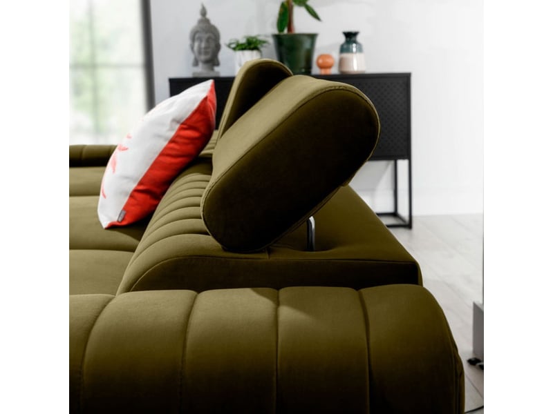 Canapé d'angle gauche vert olive convertible 3 places jayson confort modulable - Conforama C