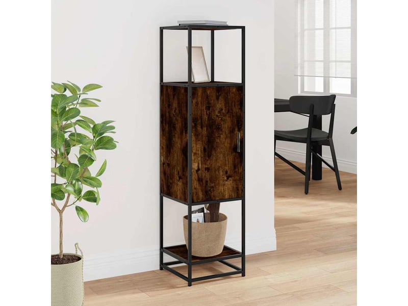  Buffet haut - bahut - meuble de rangement chêne fumé 35,5x35x139 cm bois d'ingénierie métal  - Conforama C