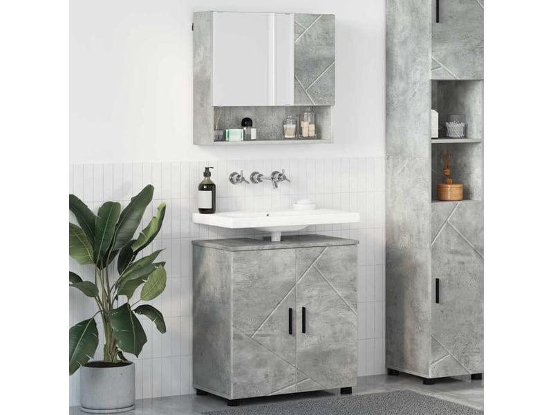 Ensemble de mobilier de salle de bain 2 pièces gris béton cf64220 - Conforama B