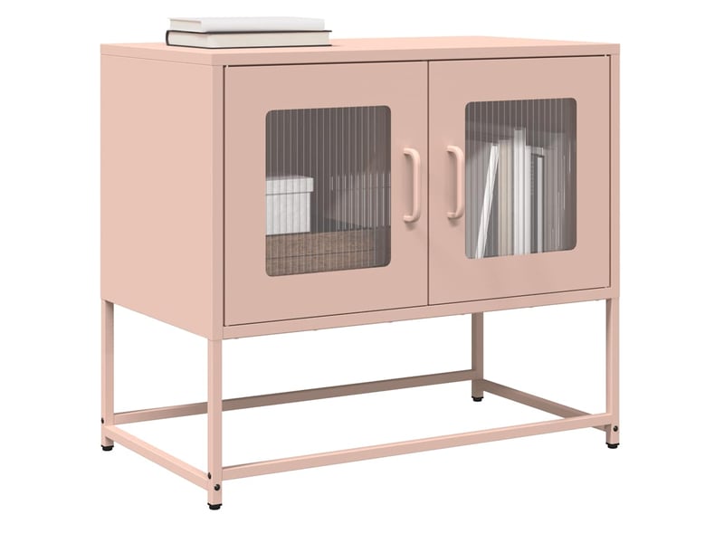  Meuble tv - banc tv - meuble de rangement rose 68x39x60,5 cm acier laminé à froid  - Conforama B