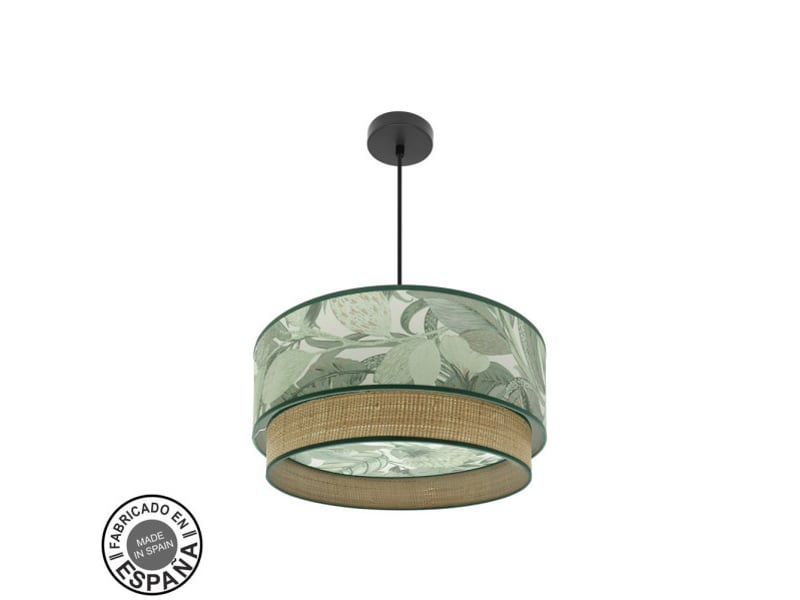  Suspension fabrilamp congo noir vert naturel 3 x e27 ø 50 cm 224995009 - Conforama A