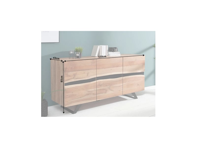 Buffet orkan 150 cm en bois massif d'acacia verni – 3 portes et 6 niches - Conforama C