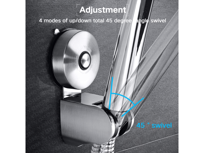 Support pommeau de douche à ventouse support mural pour douchette à main 4 modes d'angle réglable accessoires de salle de bain wc sans - Conforama C