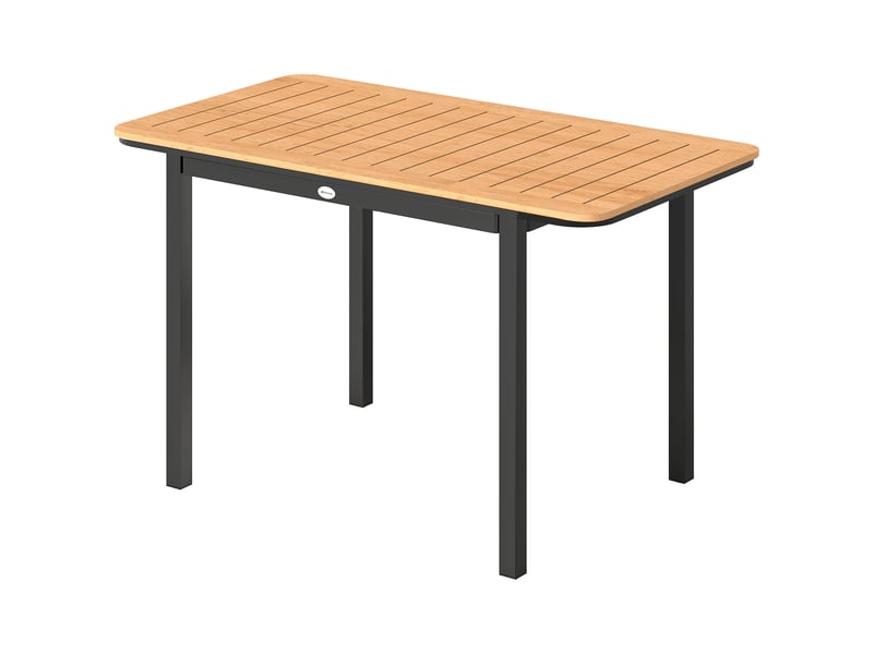  Table de jardin 6 personnes rectangulaire en bois composite cadre en métal et plateau à lattes 127x70cm marron  - Conforama B