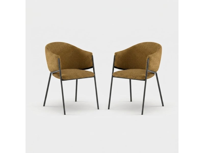  Lot de 2 chaises rembourrées en tissu bouclette easy-clean duna - jaune  - Conforama A