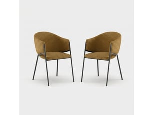 Lot de 2 chaises rembourrées en tissu bouclette easy-clean duna - jaune