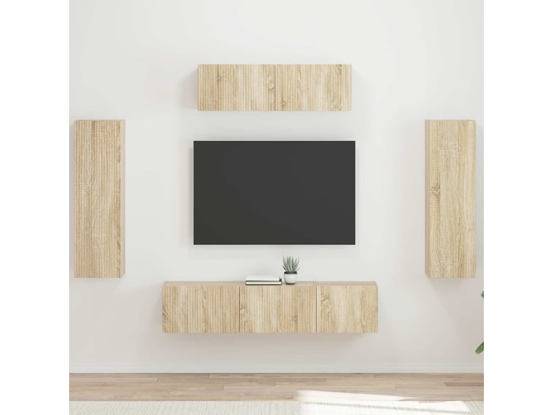  Meuble tv - banc tv - meuble de rangement 5 pcs chêne sonoma  - Conforama B