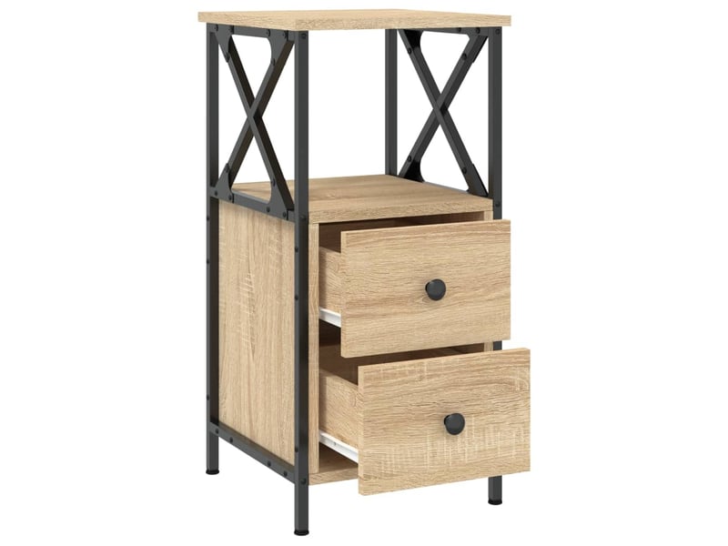  Lot de 2 tables de chevet - cabinet de chevet - table de nuit chêne sonoma 34x35,5x70cm bois ingénierie  - Conforama C