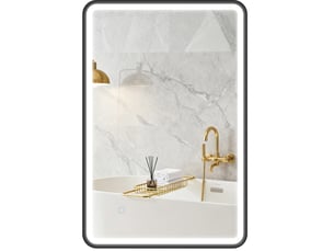 Miroir de salle de bain led 90 x 60 cm noir, verre trempé, éclairage réglable et fonction antibuée