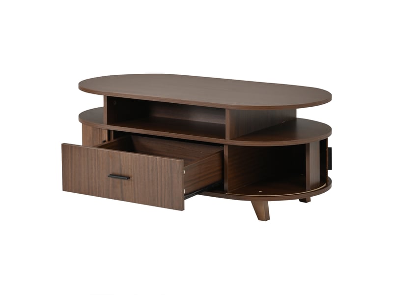  Table basse oval bois foncé avec 1 tiroir - 50x100 cm mdf table basse bois foncé - Conforama E