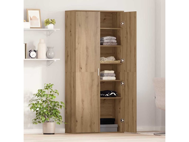  Buffet, meuble de rangement salon 80 x 35 x 180 cm bois d'ingénierie chêne artisanal  - Conforama D
