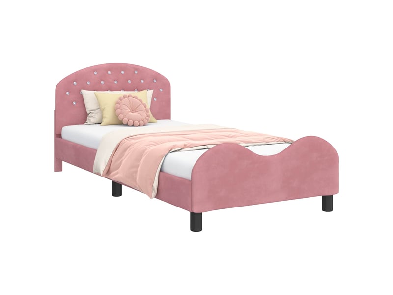  Cadre de lit pour enfants - lit jeune avec tête de lit rose 90 x 200 cm  - Conforama A