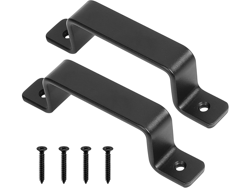  2 poignées pour porte de grange, pour portail en bois, abri de jardin, armoires de cuisine, couleur noire (157 x 25 x 35 mm)  - Conforama A