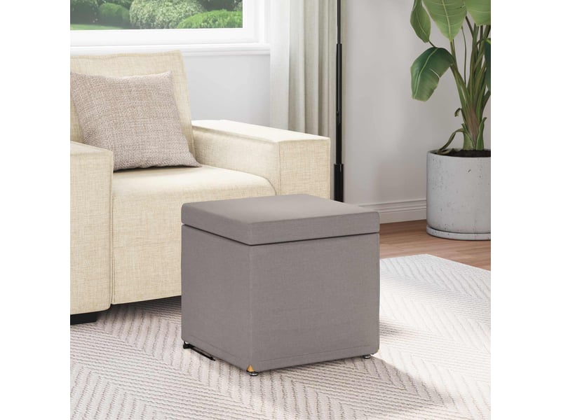  Tabouret bas, ottoman taupe 41x41x40 cm tissu et bois stratifié  - Conforama C