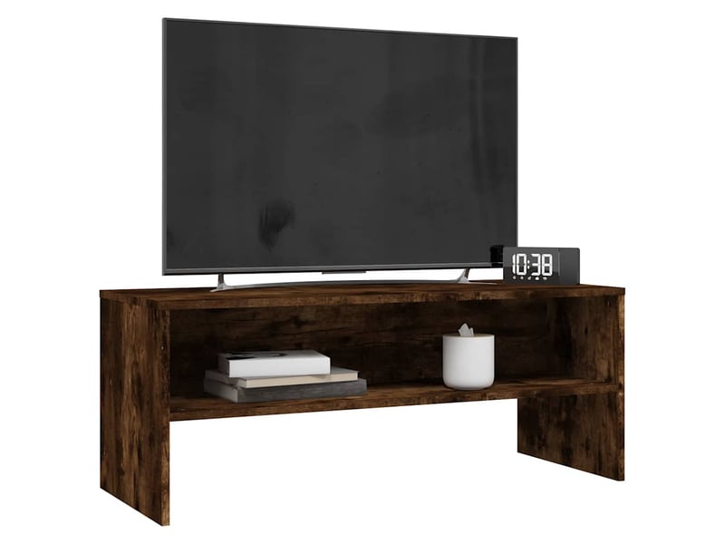  Meuble tv - banc tv - meuble de rangement chêne fumé 100x40x40 cm bois d'ingénierie  - Conforama C